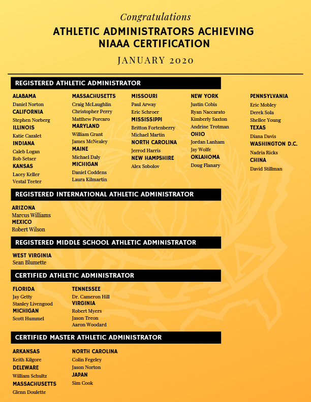 Athletic Administrators Achieving NIAAA Certification Coaches Insider